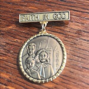 Faith In God Gold-Tone Religious Medallion Pin